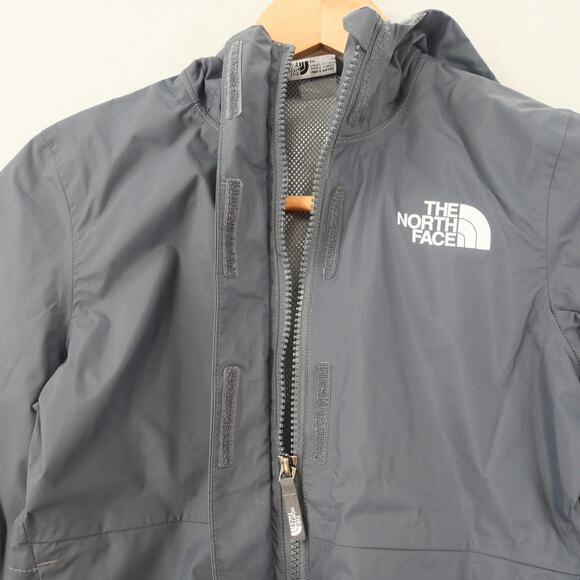 NEW The North Face Girl's 7/8 Resolve Reflective Jacket Hood Rain Wind Gray - Picture 6 of 13